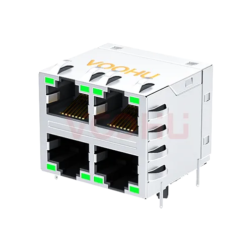 SYT22Q042DB3A2D057  90&deg;  2*2  Tab-Up/Down 100/1000BASE LED G/G DIP RJ45