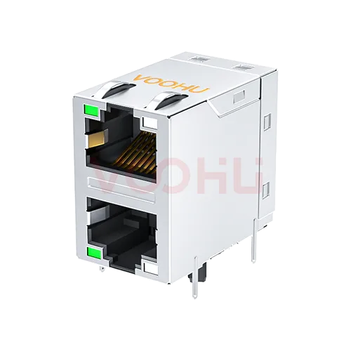 SYT21Q145DE3A2DDBB057 90&deg; side insertion 2*1 Tab UP/Down G/GY 100/1000M DIP RJ45