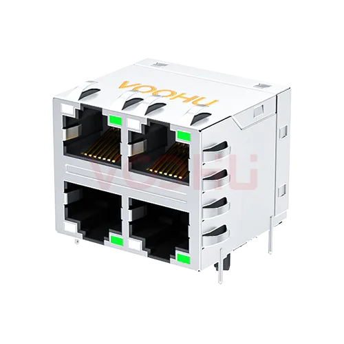 SYT22Q042DF3A2D359  90&deg;  2*2  Tab-Up/Down 100/1000BASE LED GY/G DIP RJ45