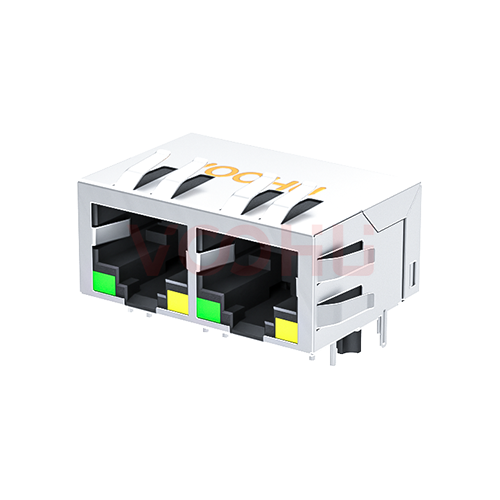 SYT112Q066DA2A1D  90&deg;  1*2  Tab Down 100/1000BASE LED G/Y DIP RJ45