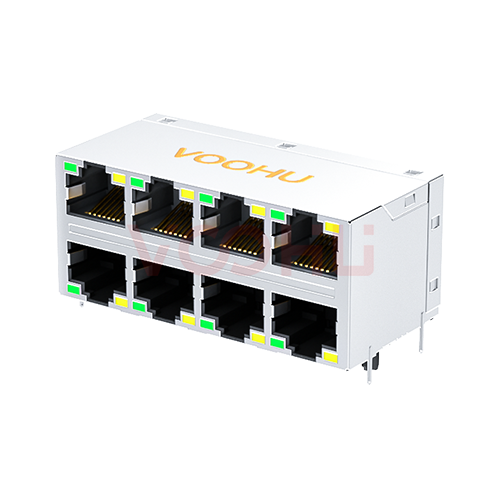 SYT24Q042AB2A2D057  90&deg;  2*4  Tab-Up/Down 100/1000BASE LED G/Y DIP RJ45