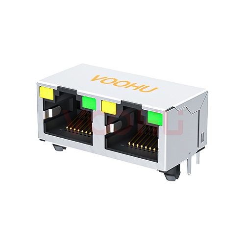 SYT561288AB1A3DY1027 90&deg; side insertion 1*2 Tab UP  LED Y/G Shield Tabs  DIP  RJ45