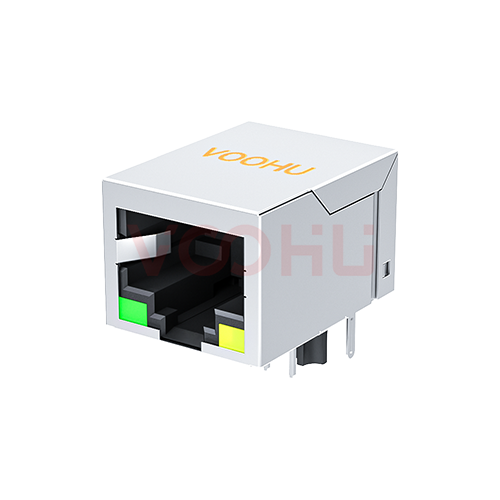SYT111Q060AB2A1D 90&deg; side insertion 1*1 Tab Down 100/1000M LED G/Y  DIP RJ45